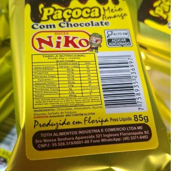 Paçoca com chocolate